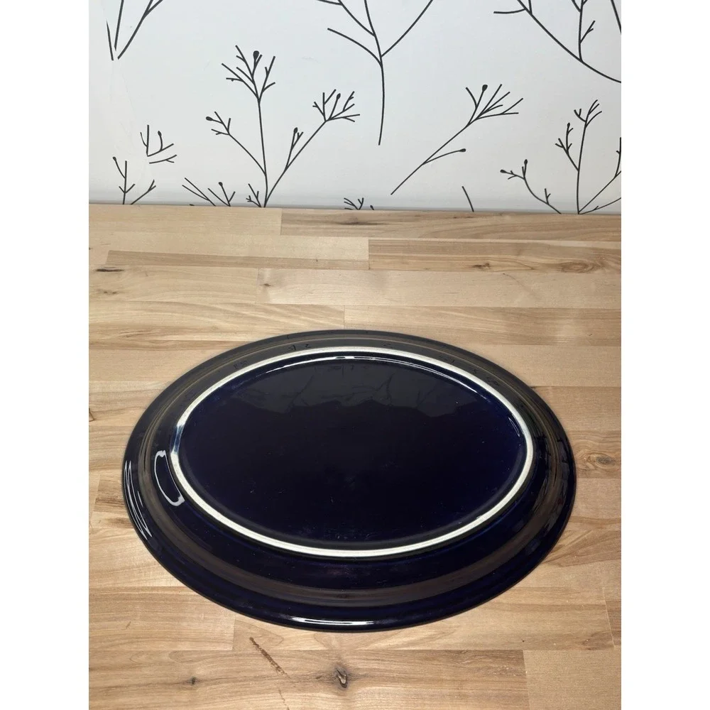 Fiesta Homer Laughlin Dark Blue Oval‎ Ceramic Platter 13 3/8